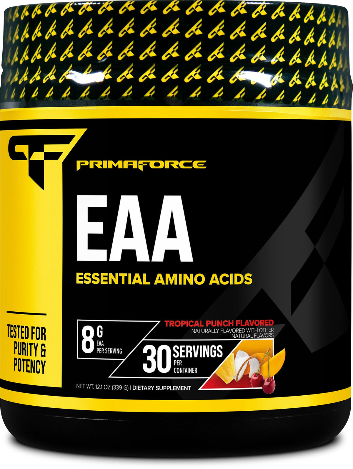 Primaforce EAA en polvo, bote de 30 porciones, ideal para entrenamientos constantes.