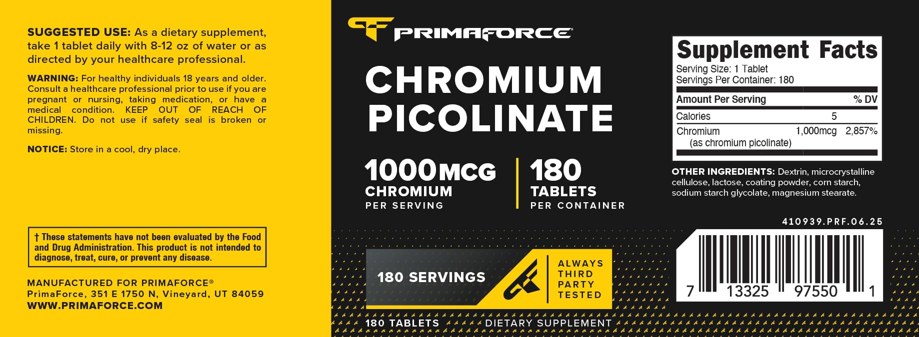 Primaforce etiqueta: producto libre de gluten y OGM
