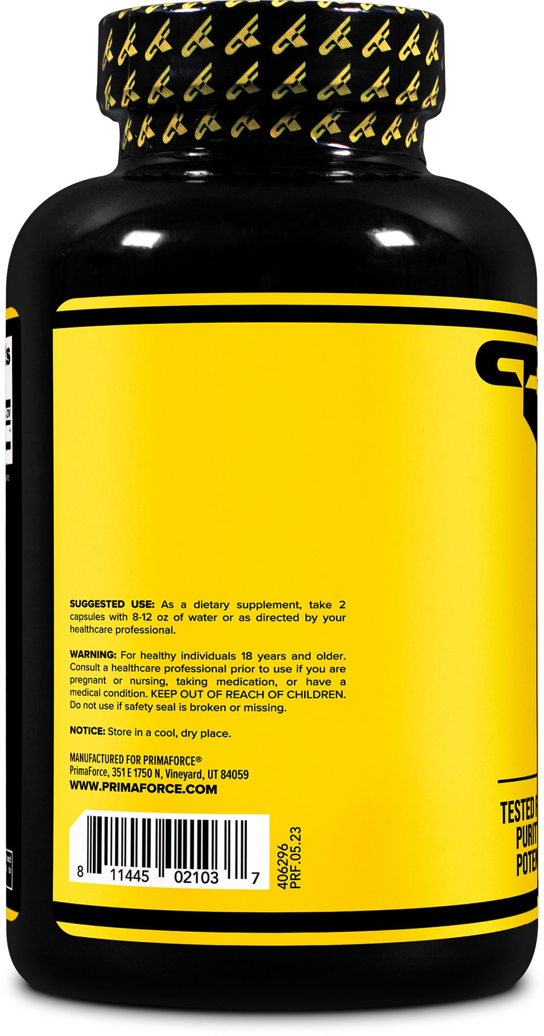 Etiqueta del producto Primaforce L-Arginina destaca calidad