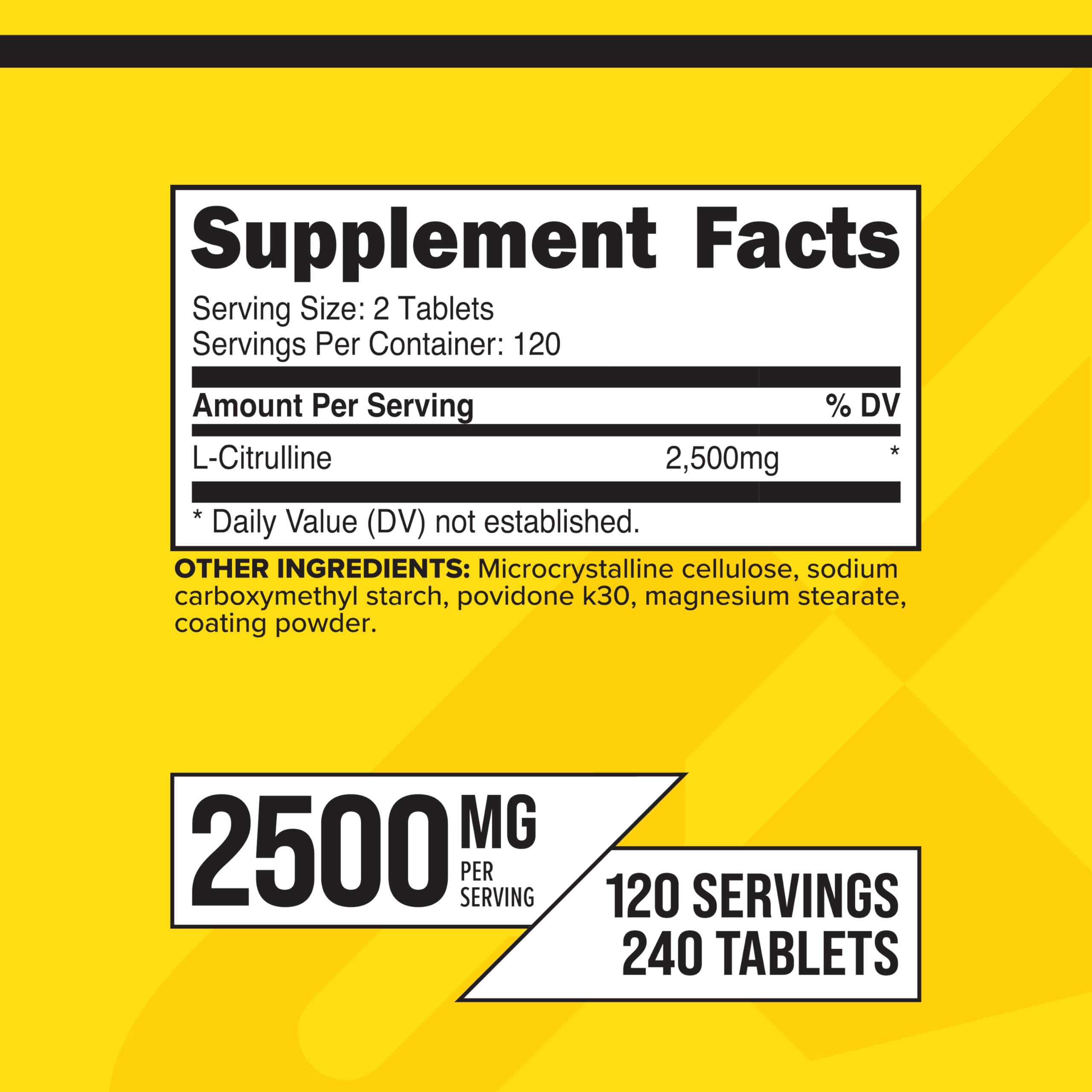 Primaforce L-Citrulina 2500mg, tabletas en primer plano, mejora del rendimiento diario.