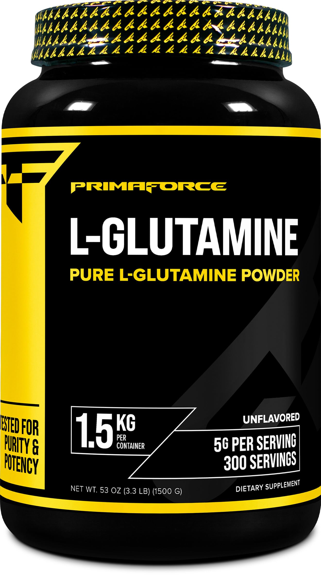 Primaforce L-Glutamina en polvo sin sabor de 1500 g, fácil de mezclar