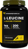 Primaforce Leucina Pura en polvo en botella para mezclas rápidas y simples.