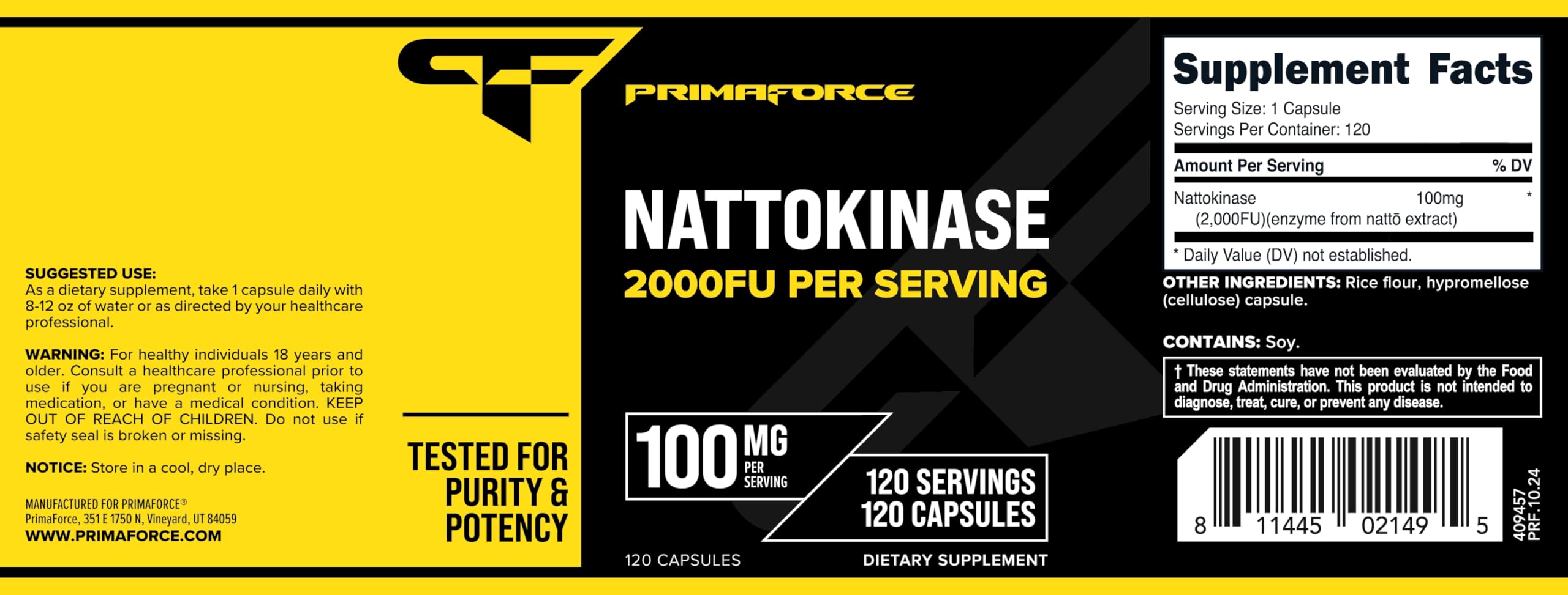 Primaforce nattokinasa: empaque en caja para compra conveniente.