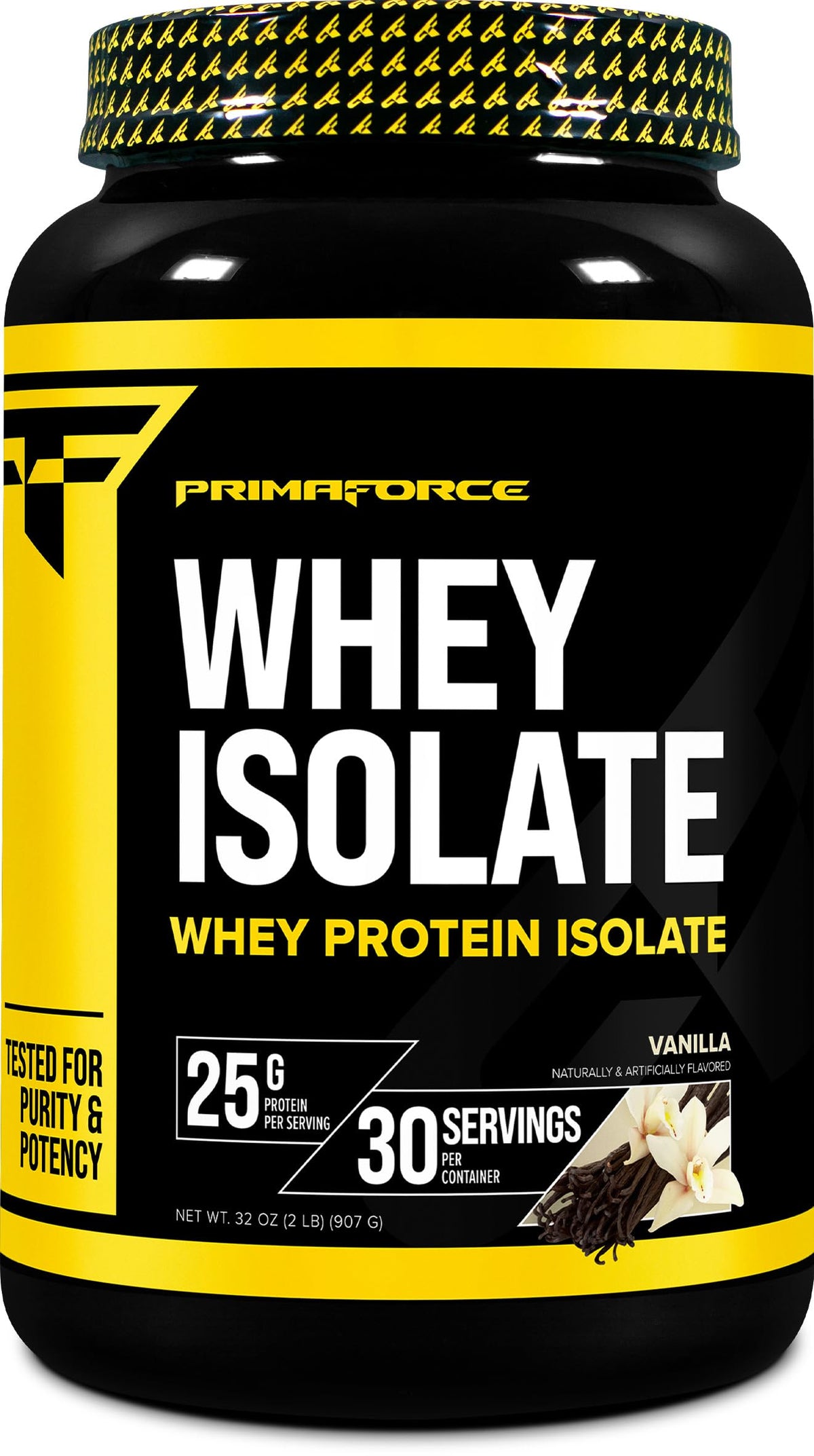 Primaforce Proteína aislada vainilla, empaque frontal para compra rápida.
