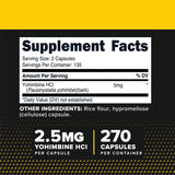 Botella de 270 cápsulas de Primaforce Yohimbine HCl para uso prolongado