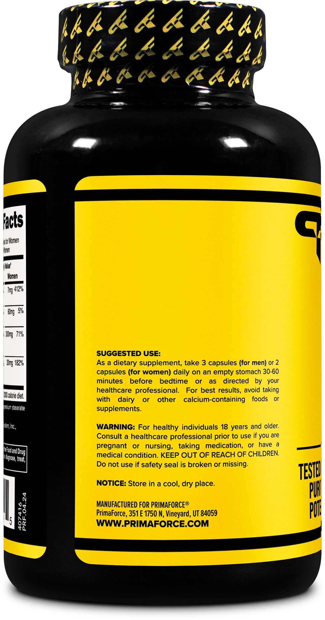 Primaforce ZMA con vitaminas B6, calcio, magnesio y zinc