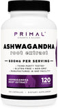 Primal Ashwagandha: botella frontal para apoyo diario de bienestar.