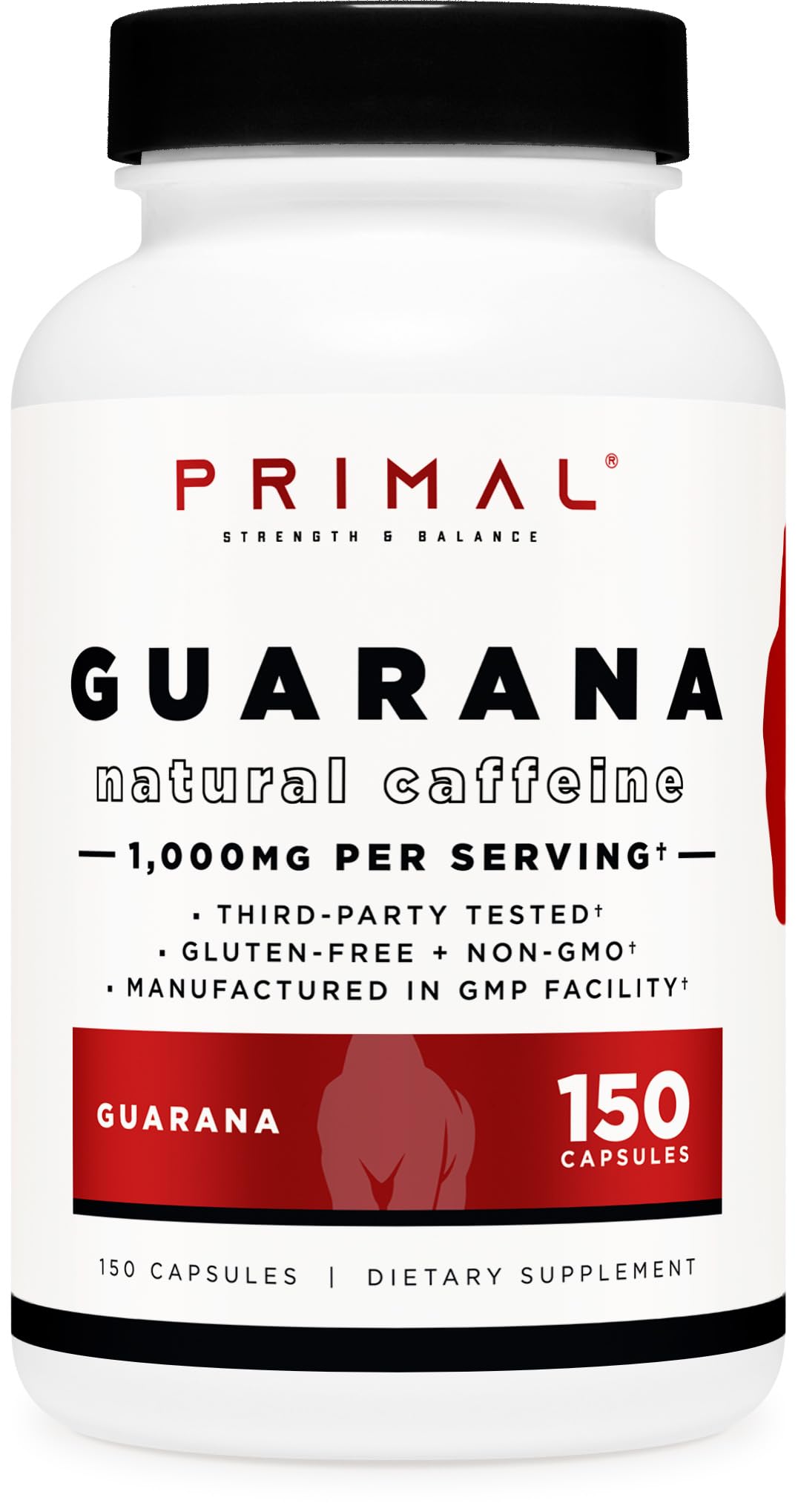 Primal Guarana: botella frontal, energía sostenida para el día.