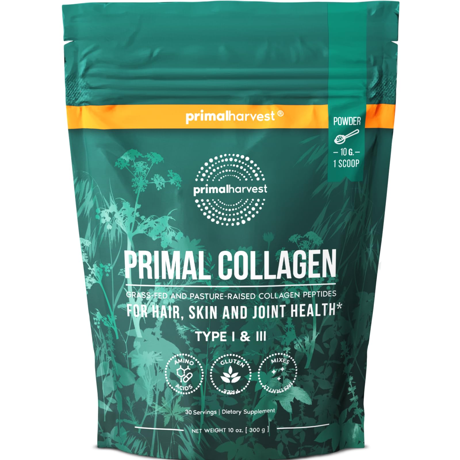Primal Harvest Collagen para cabello y piel saludables en bebidas.