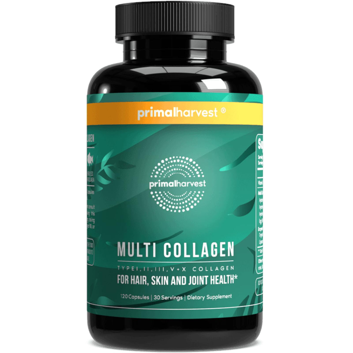Primal Harvest Multi Collagen Cápsulas en frasco para uso diario suave.