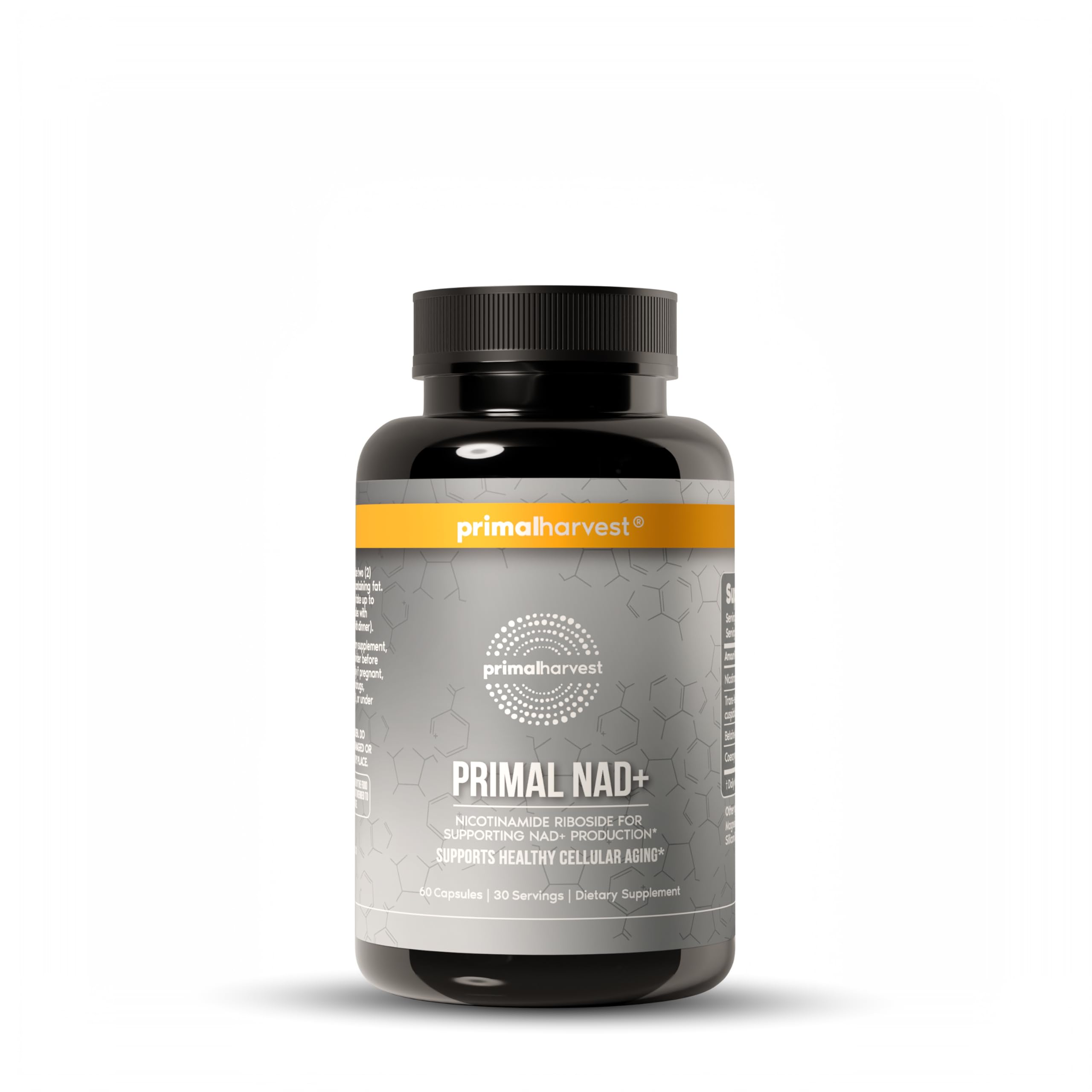 Primal Harvest NAD+ en botella con 60 cápsulas para energía diaria