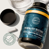 Primal Harvest Primal Gut Restore detalle premium en empaque para mayor conveniencia diaria.