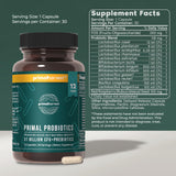 Etiqueta del producto Primal Harvest: fórmula con 12 cepas para bienestar intestinal.