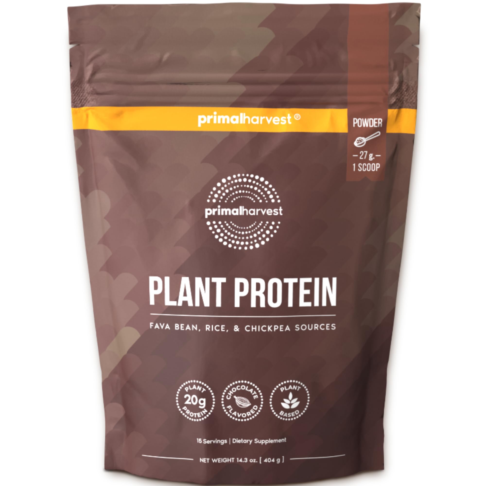 Primal Harvest proteína vegana chocolate en pote, ideal para recuperación muscular.