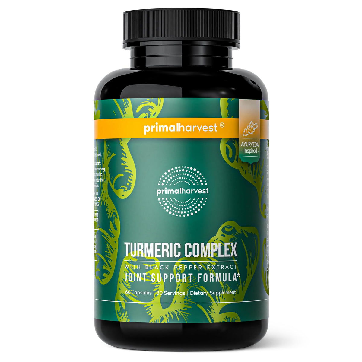 Primal Harvest Turmeric Complex botella, para movilidad diaria y apoyo al bienestar.