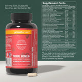 Primal Harvest Women+ etiqueta detallada mostrando vitaminas clave