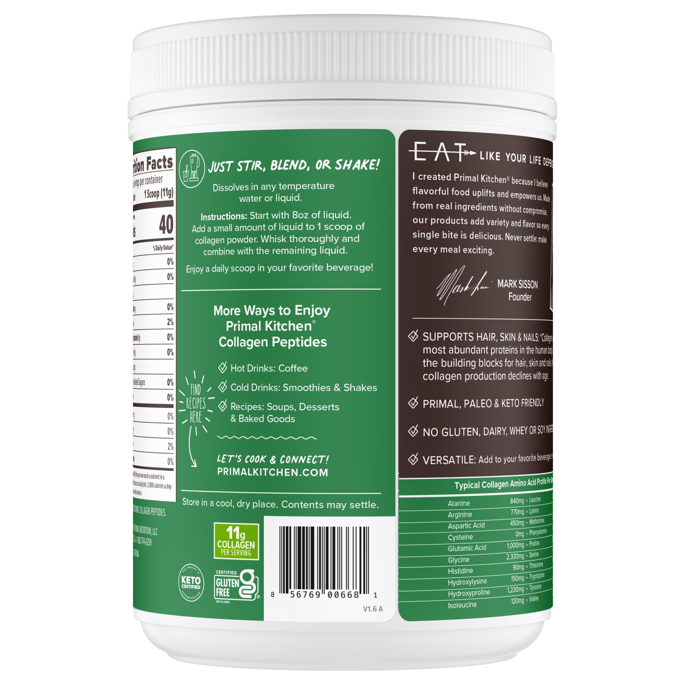 Primal Kitchen colageno-peptidos, etiqueta sin gluten y keto certificadas