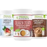 Primal Kitchen Colágeno Variedad vainilla coco en pote, ideal para mezclar en bebidas.