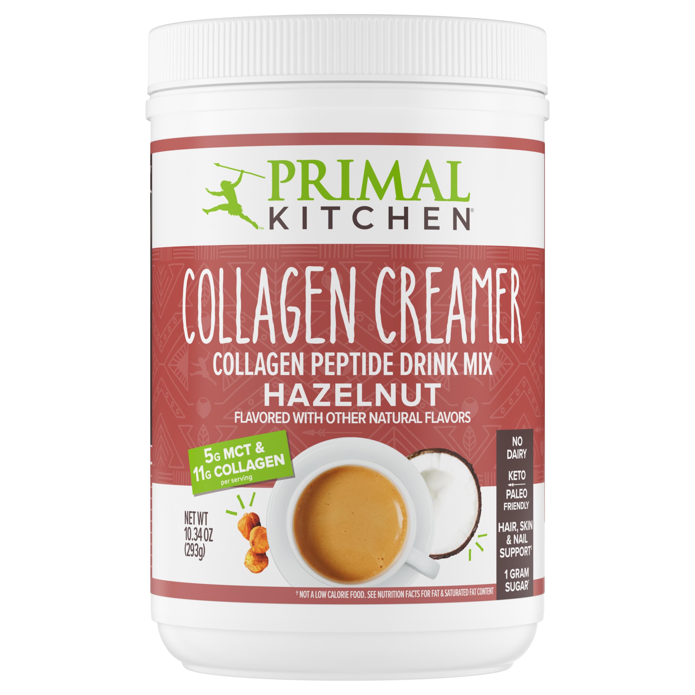 Primal Kitchen crema de avellana con colágeno en taza, experiencia cremosa para el desayuno