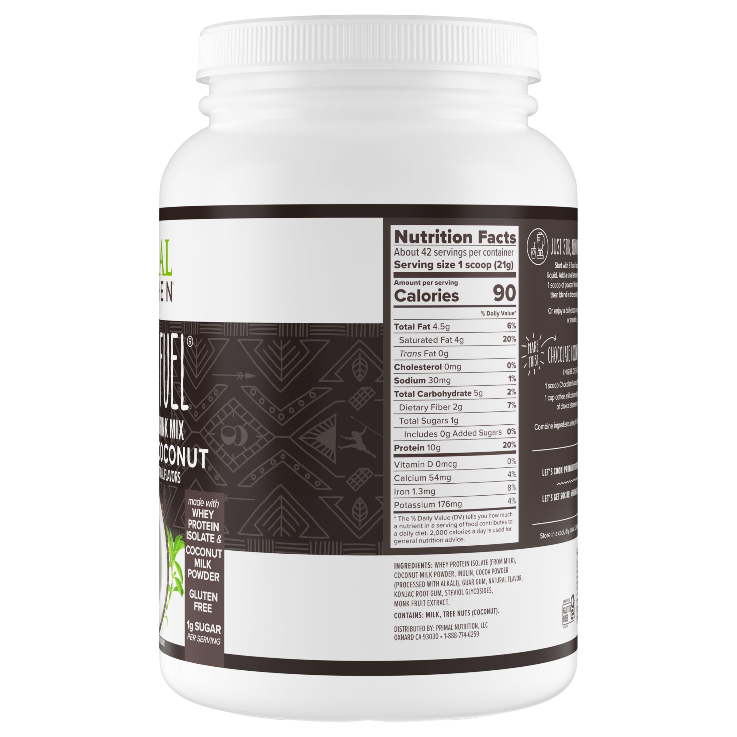 Primal Kitchen Primal Fuel chocolate coconut mezcladora en batidora