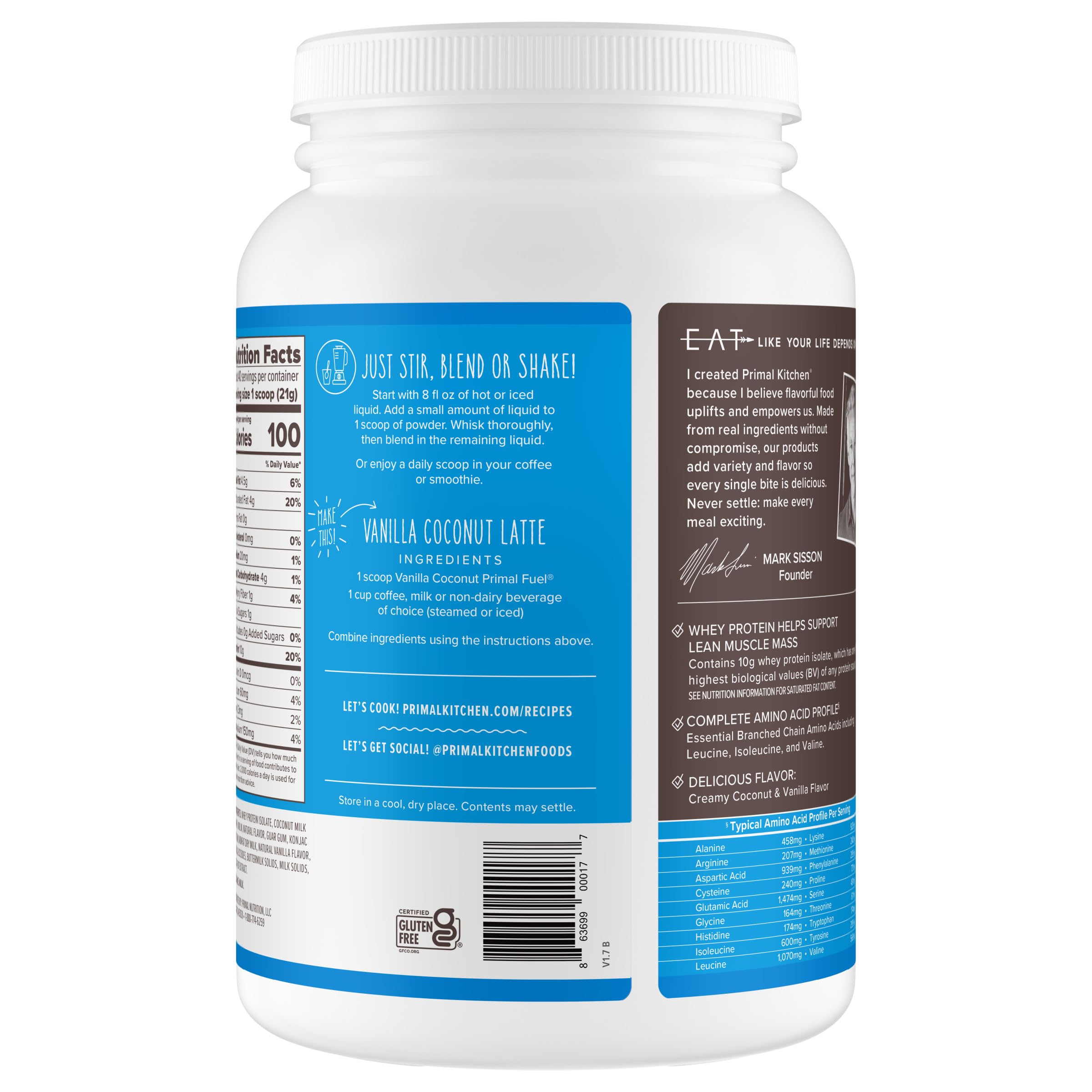 Primal Kitchen Primal Fuel preparado en café, sabor agradable