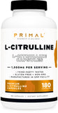 Primal L-Citrulina frasco de cápsulas listo para un estilo de vida activo.