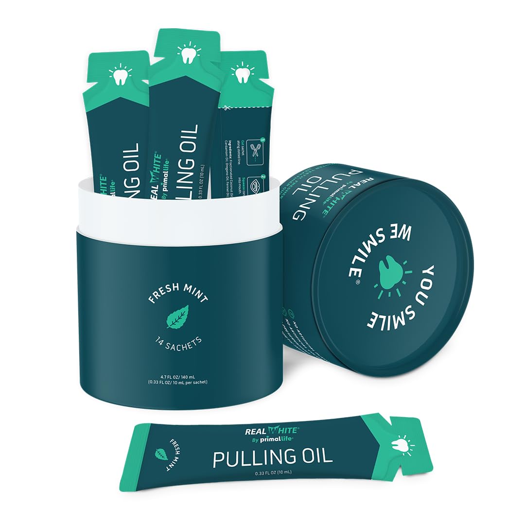 Primal Life Organics Real White Pulling Oil con árbol de té y especias para aroma revitalizante.