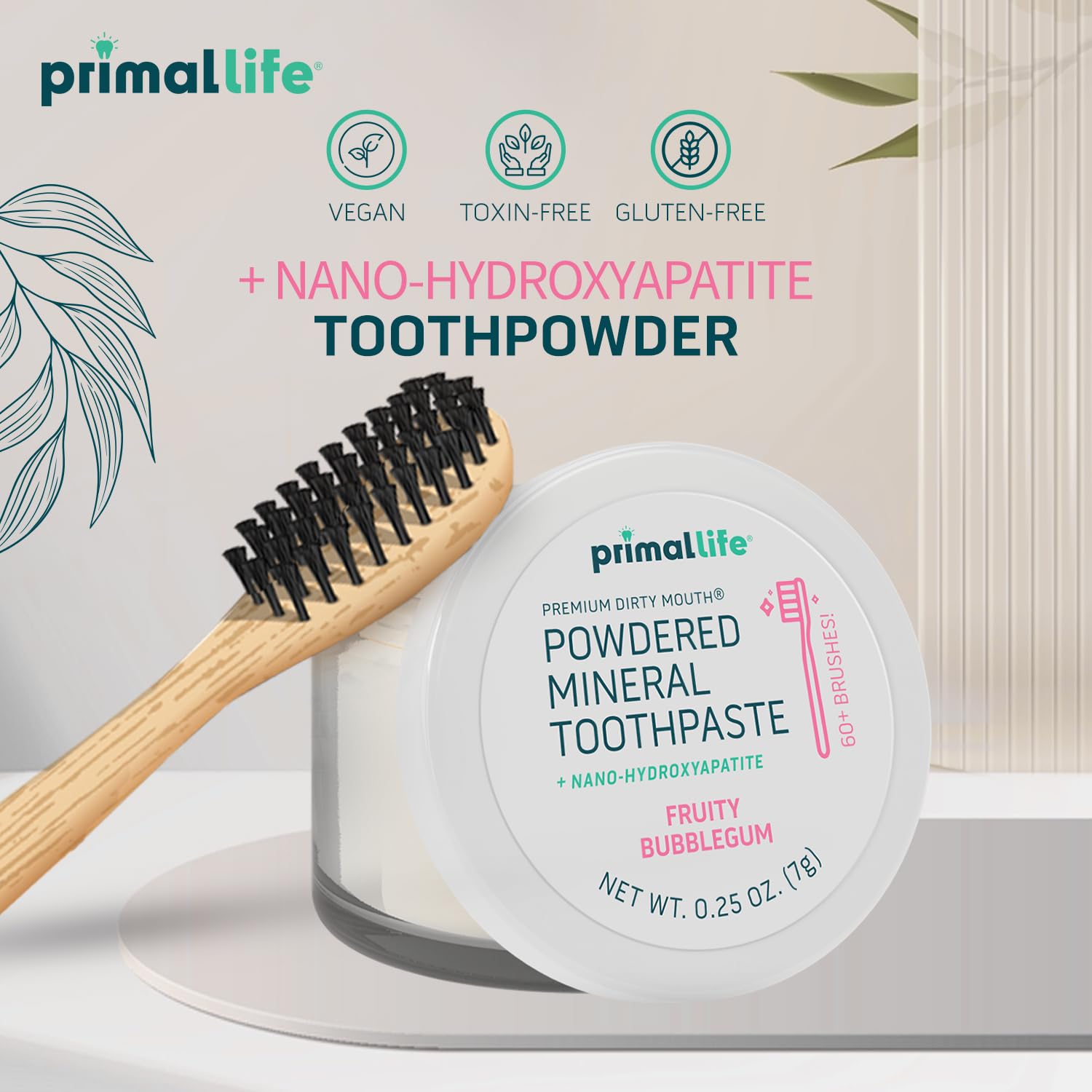 Primal Life Organics Dirty Mouth Toothpowder aplicación en cucharilla para dosificación