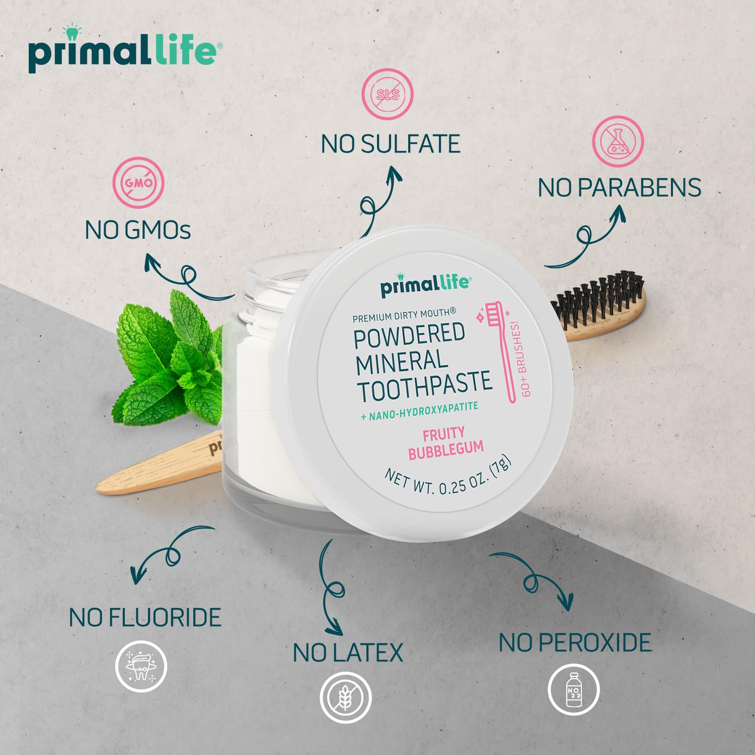 Primal Life Organics Dirty Mouth Toothpowder dientes con limpieza fresca