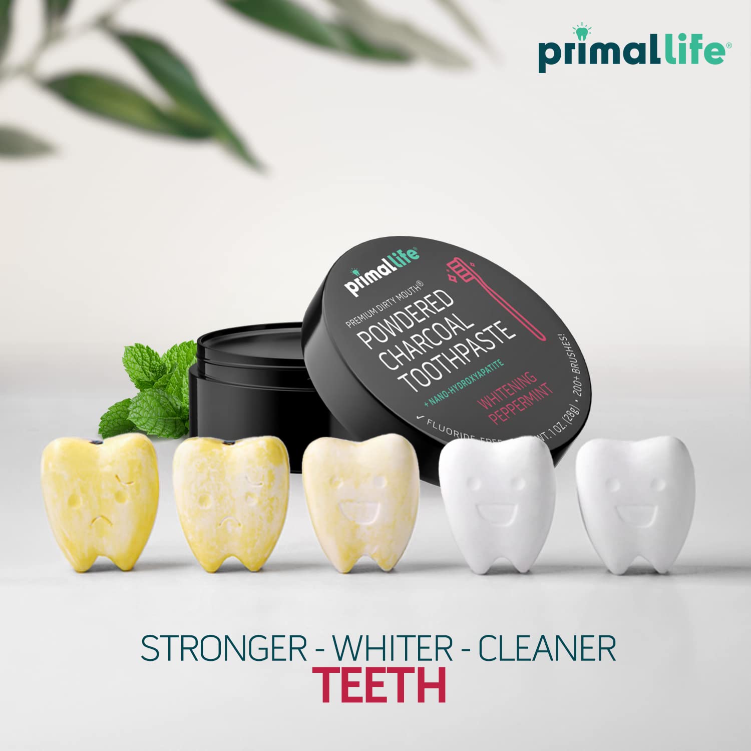 Primal Life Organics Dirty Mouth con aceites de menta para frescura natural.