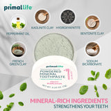 Primal Life Organics Dirty Mouth Toothpowder ingredientes Kaolin y Bentonita para limpieza suave