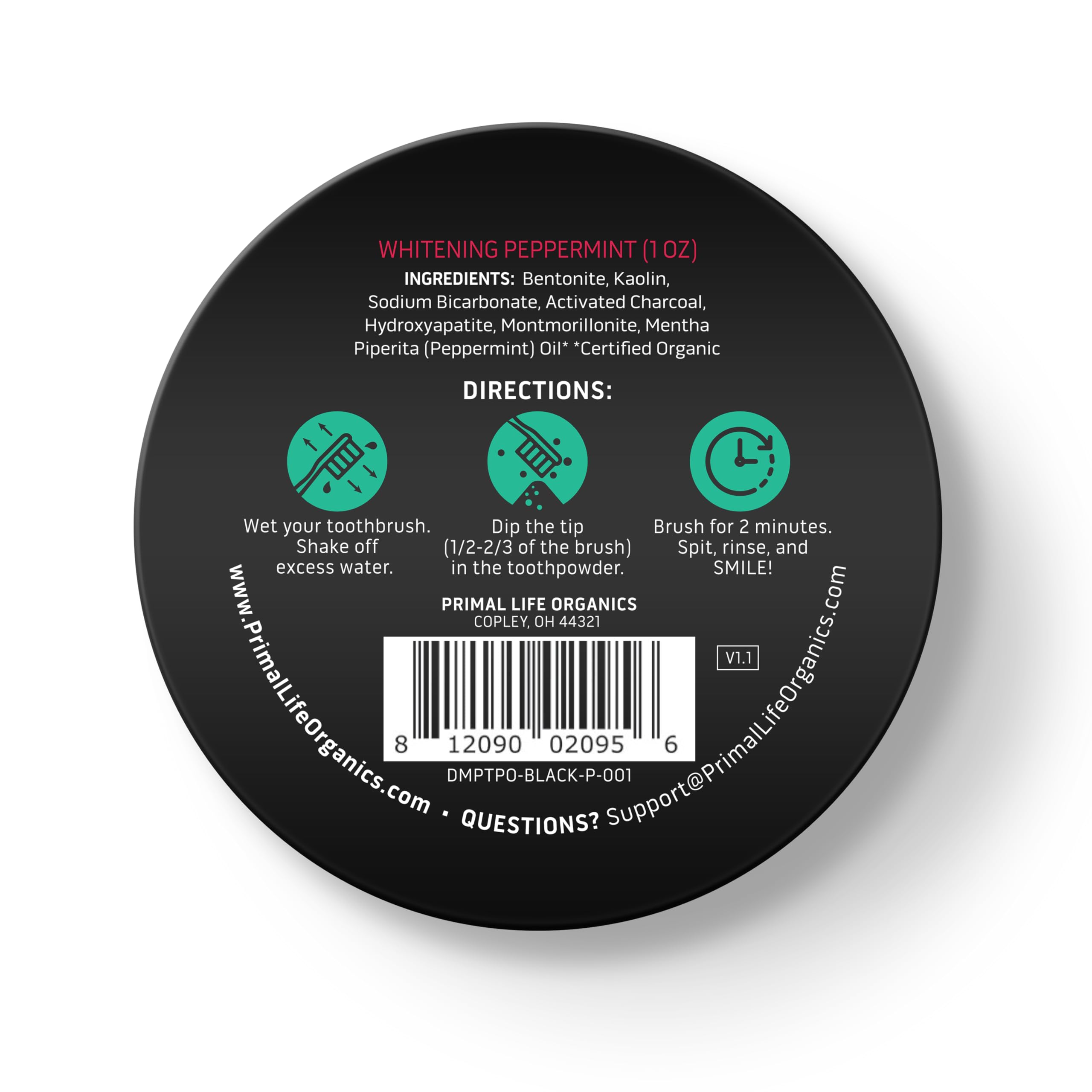 Primal Life Organics Dirty Mouth apto para niños y adultos para cepillado regular.