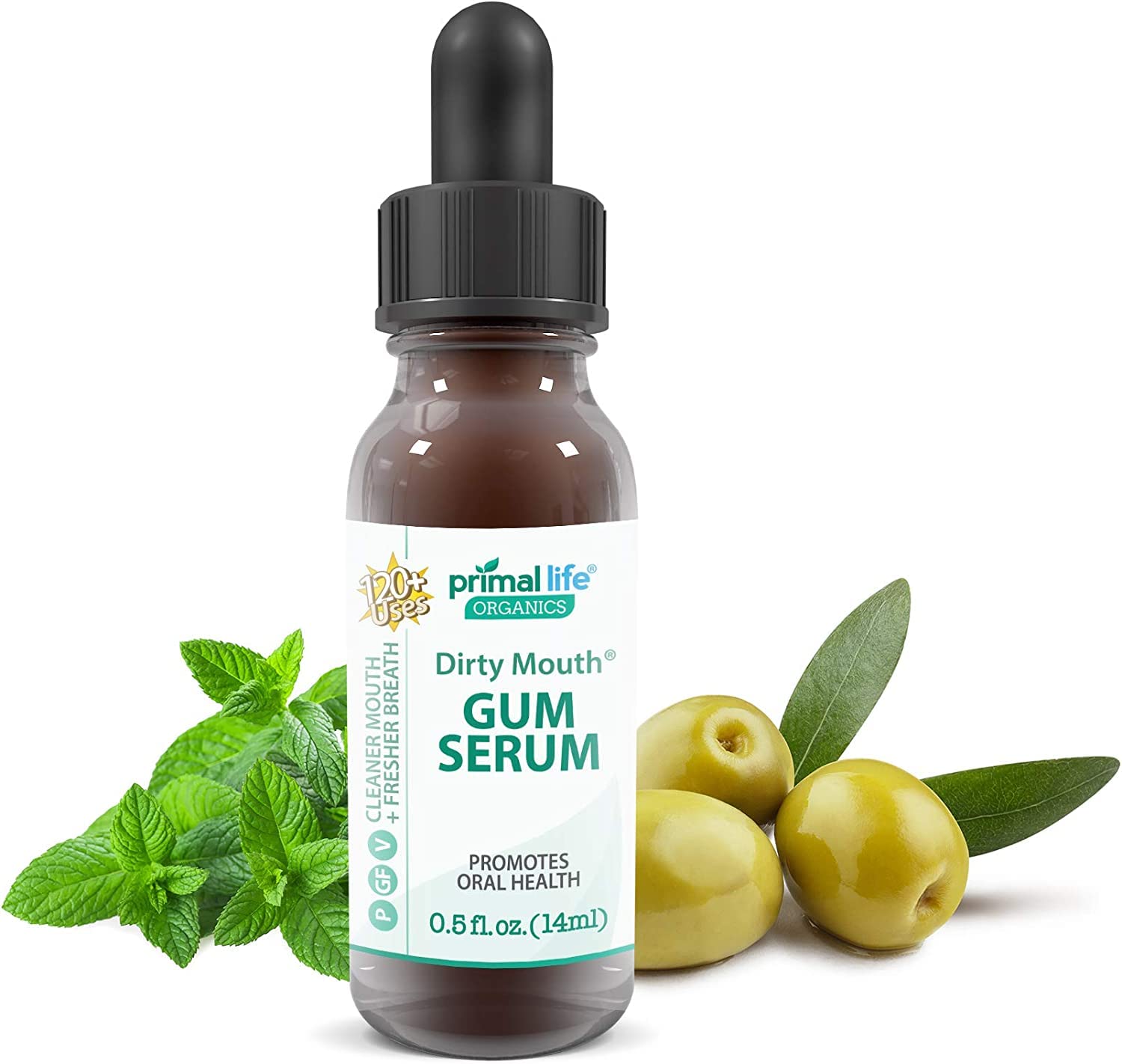 Gotas para encías Primal Life Organics, base de aceite de oliva con antioxidantes