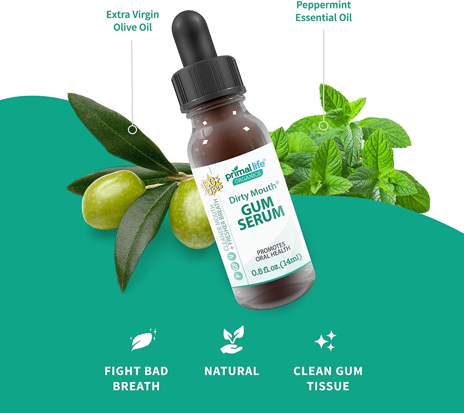 Gotas para encías Primal Life Organics, uso diario en higiene bucal