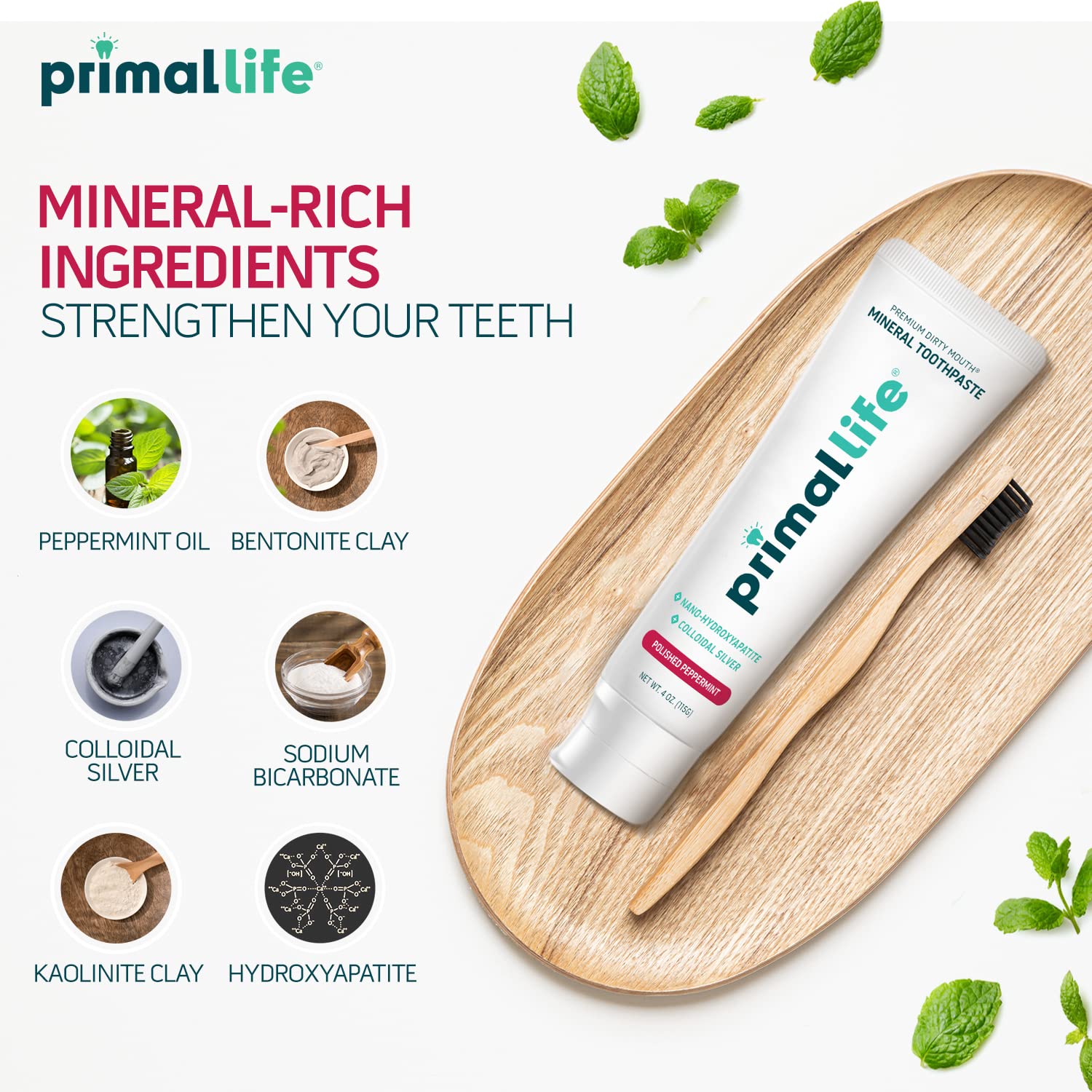 Pasta dental Primal Life Organics cuidado de encías con ingredientes orgánicos