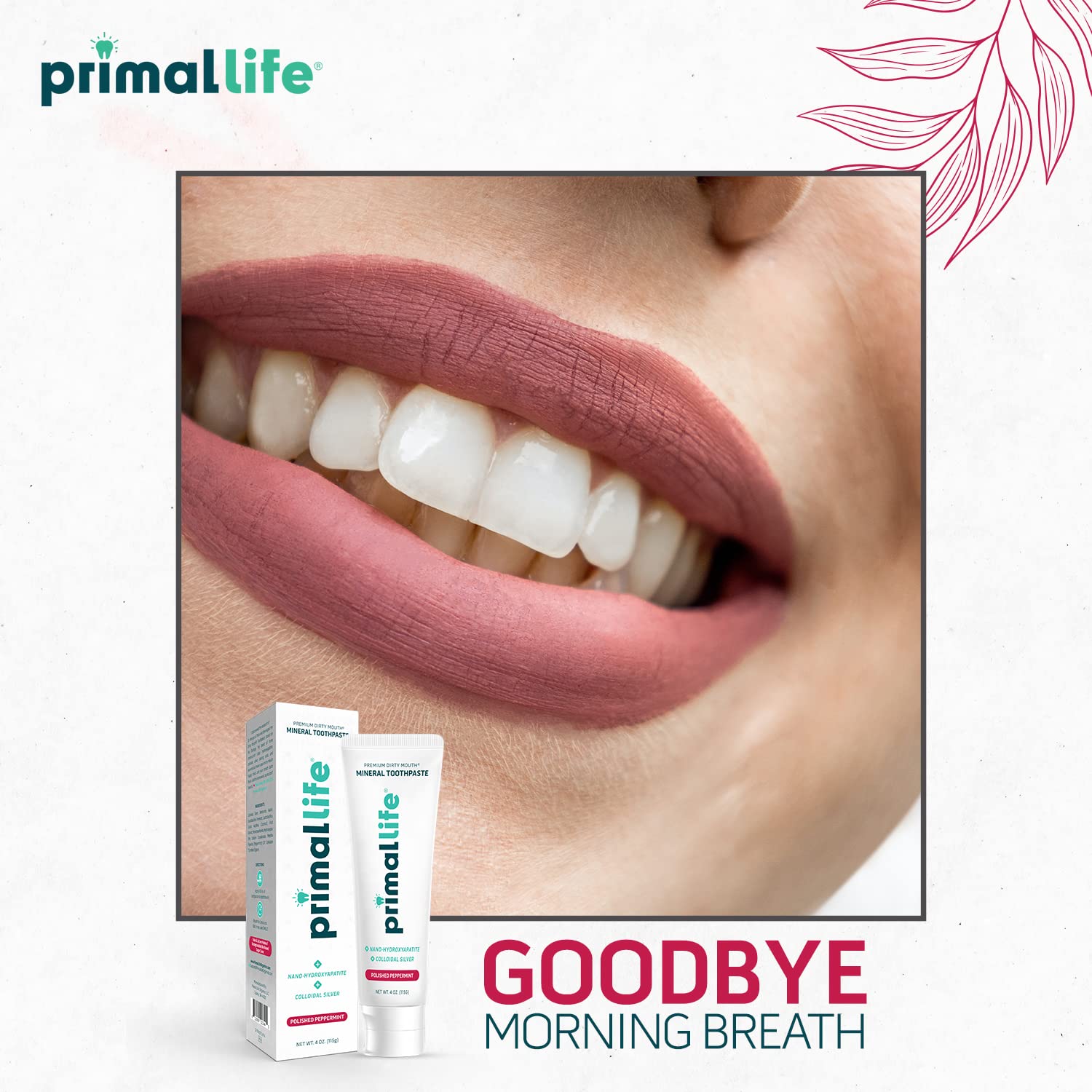 Pasta dental Primal Life Organics sabor mentol para sensación fresca