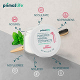 Primal Life Organics Polvo dental dientes brillantes tras cepillado