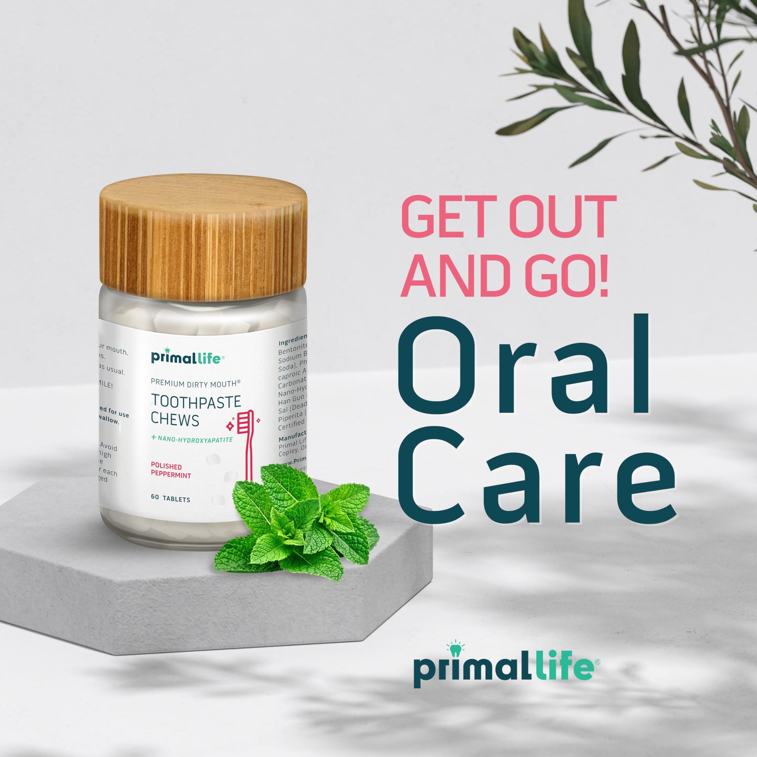 Primal Life Organics tabletas con aroma a menta suave para aliento fresco