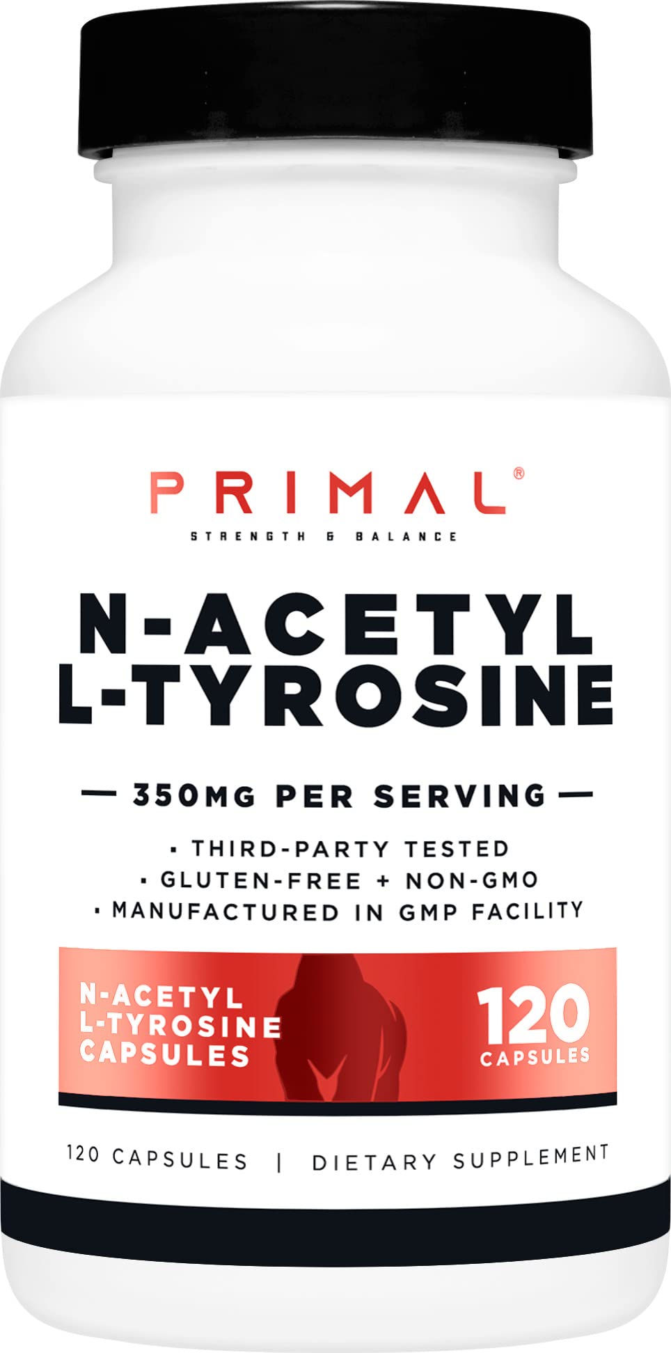 Primal N-Acetil L-Tirosina cápsulas: porciones indicadas para mayor enfoque diario.