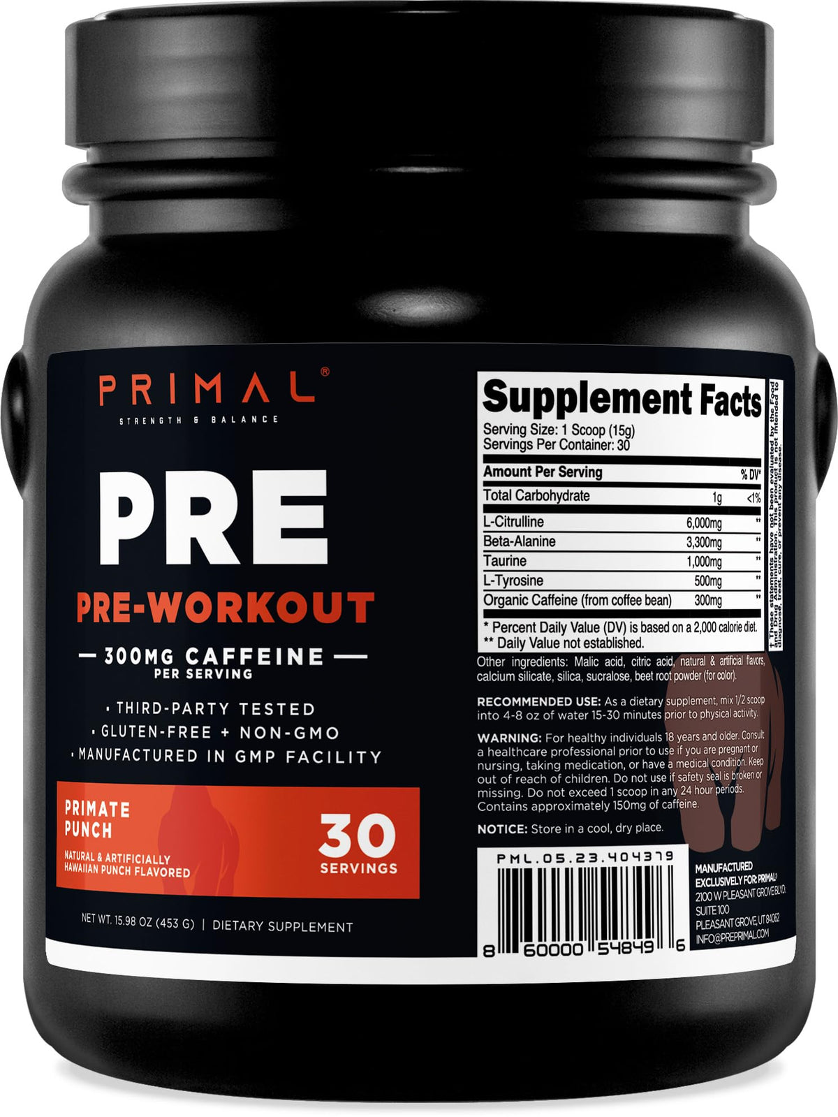 Primal Primate Punch en envase, ideal para entrenar con energía sostenida.