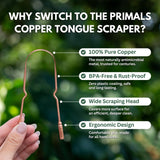 PRIMALS raspador de lengua cobre, práctico y ligero para viaje.