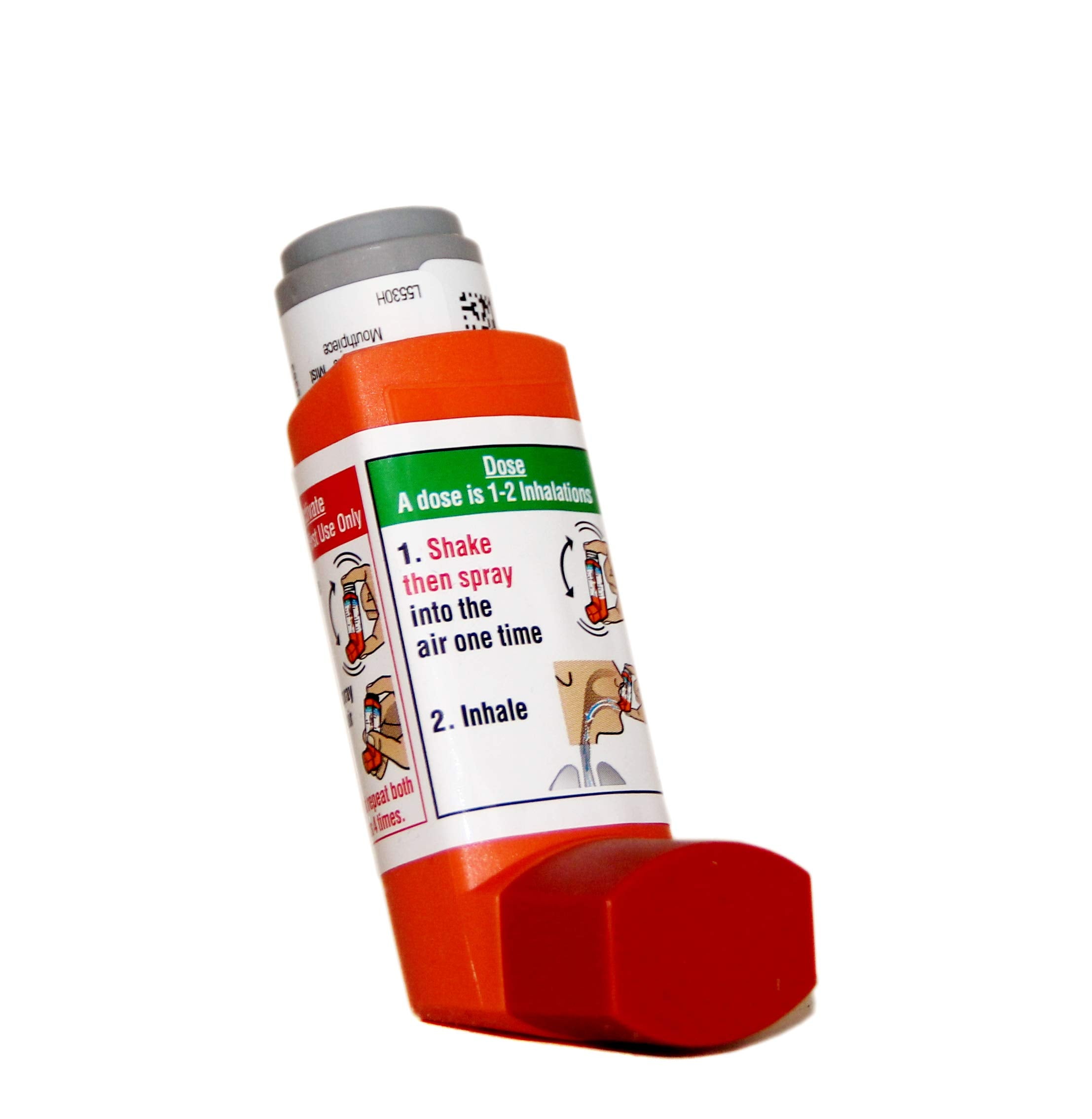Primatene MIST etiqueta-dosis indica la cantidad por pulverización para dosis precisas