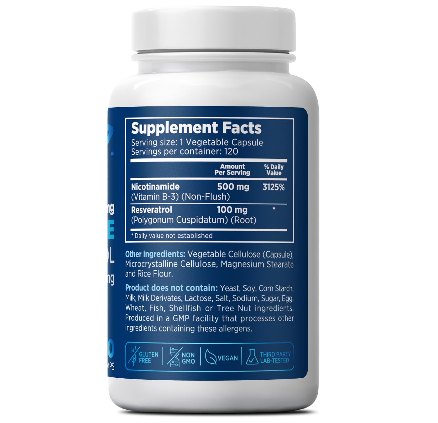 Prime Formulas Nicotinamida con Resveratrol - cápsulas veganas para apoyo a la vitalidad.
