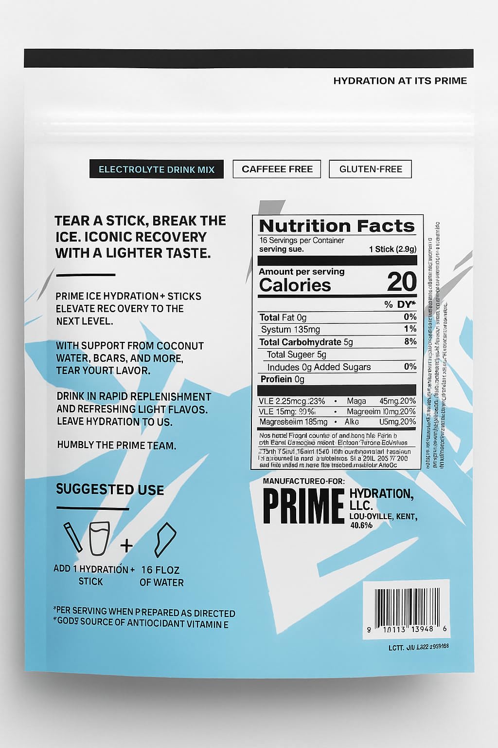 PRIME HYDRATION palitos: vaso para mezclar hidratación durante entrenamiento