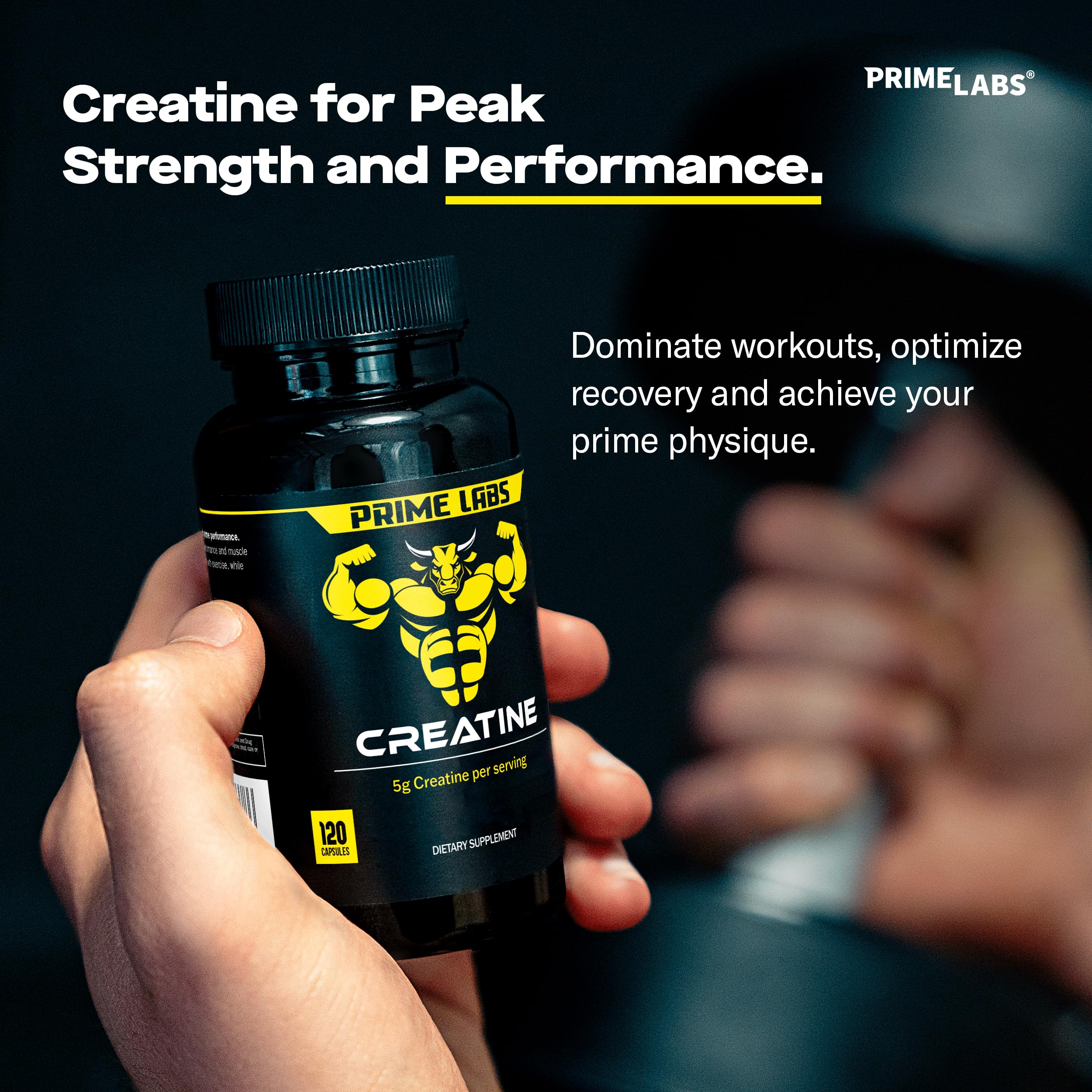 Cápsulas Prime Labs creatina para entrenamiento diario y recuperación muscular sostenida