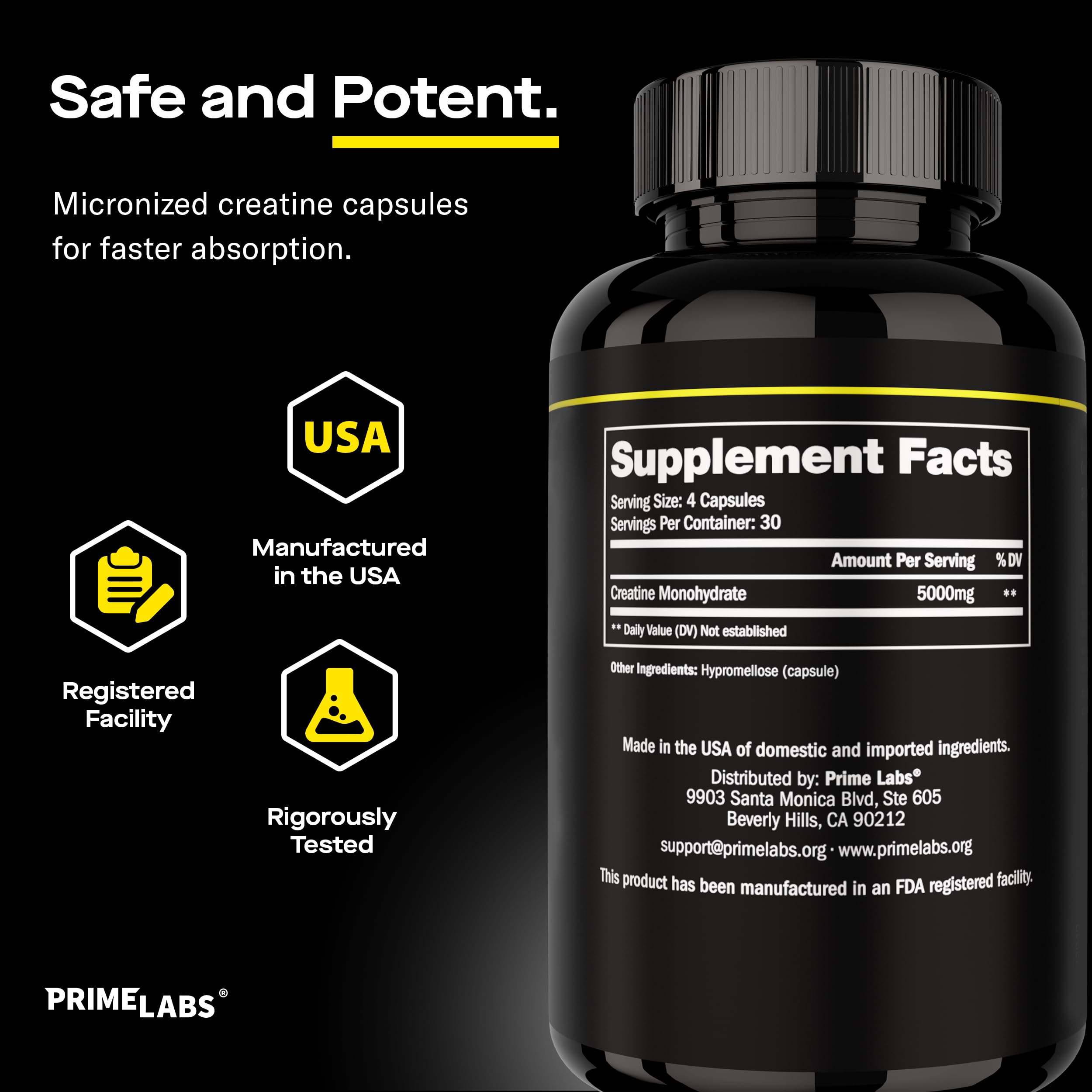 Frente de estante con logo Prime Labs, enfatizando recuperación y crecimiento muscular