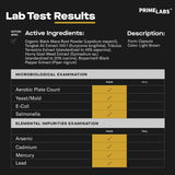 Prime Labs maca negra orgánica: raíz visible para energía natural.