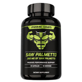 Prime Labs Saw Palmetto botella verter para dosis diaria y bienestar masculino.