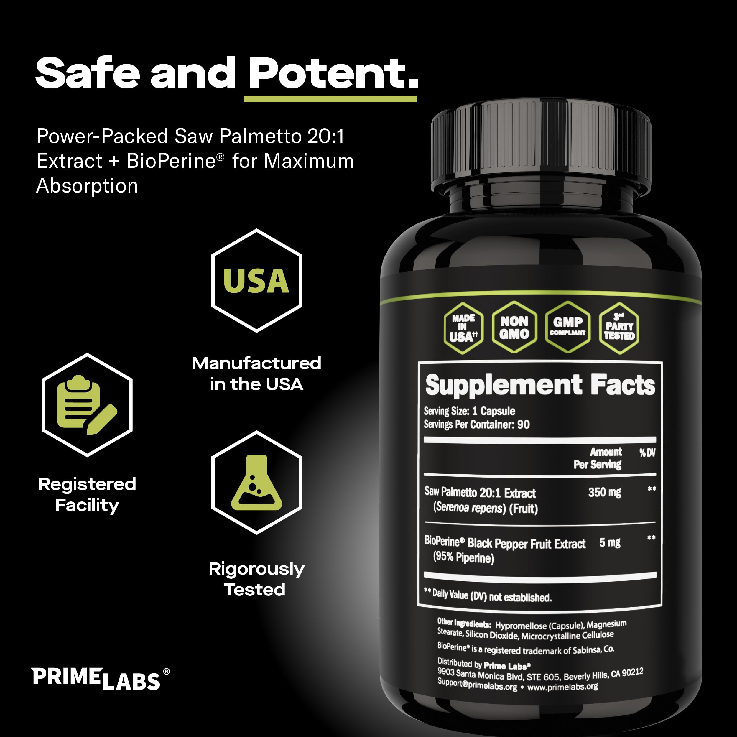 Prime Labs Saw Palmetto pimienta negra para mejorar la absorción.
