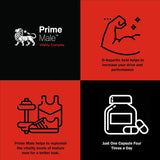 PRIME MALE: detalle de acido-d-aspartico, ingrediente activo para apoyo muscular.